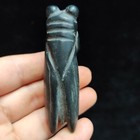 Ancient Chinese Hongshan Culture old Jade Carved black Jade Pendant Statue3097