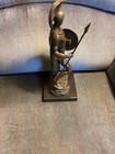 Bronze Statue Marble Base Roman Soldier Spartan Warrior Figure 12   