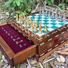 Luxury Chess Set 100  Handmade Wooden Storage Board Brass Pieces    christmas Gift
