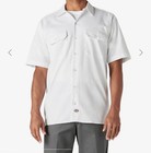 Nwt Men   s Dickies White Short Sleeve Button Collar Work Shirt Size Xl