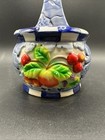 Vintage Ceramic Fruit Basket Flower Pot Planter With Handle