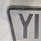 Yield Right Of Way Heavy Metal Embossed Road street highway Sign Vintage Antique