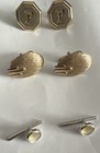Men s 10pc Mixed Lot Cufflinks Tie Bar   Tie Clasp Gold   Silver Tone