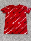 Champion All Over Print Kids Childrens T-shirt Size Large Short Sleeve Red