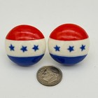 Vintage 1970s Handmade Ceramic American Flag Patriotic Themed Cufflinks  30mm