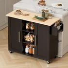 Mobile Kitchen Island Cart On Wheels Drop-leaf Countertop Storage Cabinet Drawer