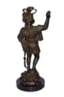 Blackamoor Candle Holder Made Of Bronze Statue Mounted On Marble  9  X 4  X 17 h
