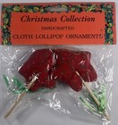 Vintage Fabric Plush 24 Christmas Tree Ornaments Lollipop Style Holly Berry Lot