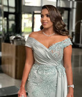 Silver Plus Size Mother Of The Bride Dresses Half Sleeve Appliqued Pleats Satin