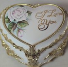  i Love You  Roses Porcelain Gilded Footed Heart Music Box San Francisco Sankyo