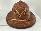 Vintage Ww2 Military Rattan Sun Pith Helmet Hat Handmade Woven Asian Headwear