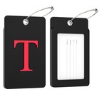  2 Pack Luggage Tags For Suitcases  26 Initial Letter Travel Large T Black