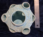 Vintage Mccoy Pottery Light Aqua Blue Strawberry Planter 6 Pocket Leaf Pot Usa