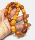 Antique Natural Butterscotch Egg Yolk Baltic Honey Amber Bead Necklace 38 Grams