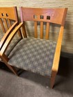 Lot Of 6 Wood Guest  Lobby Chairs Made In Italy In Designer Brown Fabric Seat