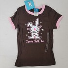Happy Bunny Girl s T Shirt Brown New Nos Size Small Vintage 2 Cute 2 Talk 2 U