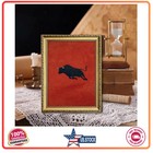 Vintage Gold Framed Bull Wall Art 8x10 Inch Mid Century Modern Animal Print