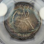 1877 50c Seated Liberty Half Dollar Pcgs Vf25 Rainbow Toned Amazing  j466