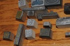 Vintage Letterpress Printing Blocks Lot Metal Wood Advertising Cuts Graphic Arts