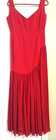 B Michael Couture Red Maxi Dress M 10 12 Boned Chest Chiffon Hem Silk Skirt