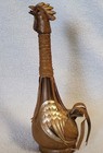 Made In Italy Leather Wrapped Rooster Decanter  Brown Rooster Shaped Bottle