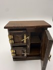 Vintage 1970s Concord Miniatures Oak Wood Dollhouse 3 Door Ice Box Brass Details