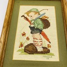 Vintage Hummel Needlepoint petit Point Completed Framed Handmade
