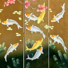 Us Seller - Gold Leaf Koi Fish Asian Floor Screen