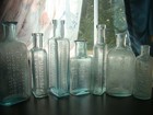 Antique 7 Piece Embossed Medicine Bottle Lot-1880 s - 1890 s