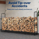 8ft Firewood Rack Heavy Duty Log Holder W  Carrier Bag Outdoor Wood Pile Storage