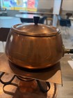 Vintage Mcm Solid Copper Fondue Pot 7 Pc  Set  Pot  Lid  Burner Assembly  Ladel