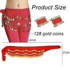 Belly Dance Hip Scarf With Bracelet  Skirt Wrap Belt With Wrist Ankle Bracele   