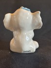 Vintage White Baby Elephant With Blue Bow Ceramic Figurine  Sitting 