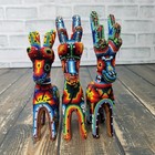 Mexican Huichol Lot Of 3 Deer 7  Beaded Folk Art Mask Covered With Beads  read 