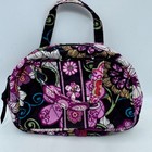 Vera Bradley Floral Quilted Cosmetic Bag Purple Black Makeup Travel Pouch Small
