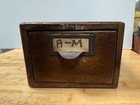 Antique Wood 1 Drawer Library Index Card File Box Desk Cabinet W  Address Cards