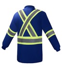 Blue Safety Shirt With Two Tones Stripes   Long Sleeve 