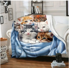 Cute Kitten Throw Blanket - Lightweight All Season - Size Choice  27x40 Or 39x59