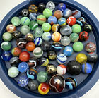 Lot Vintage Marbles Blue Green Clear Spotted Swirl 10