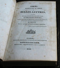 Rare Antique French Book Course On Belles-lettres - Beautiful Fine Writing 1840