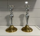 Web Pewter   Brass Weighted Candlesticks Pair Of 2