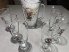 Vintage Miller High Life Beer Pitcher   6 Matching Glasses Lady On Moon Rare Usa