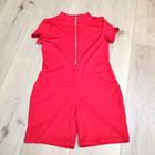 New Womens Xl Bodysuit Romper Jumpsuit Bodycon Red Leotard Sexy Zip Club Party