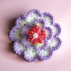 Handmade Crochet Flower Brooch Purple Polka Dot Button Cottagecore Lapel Pin
