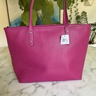 Nwt Coach City Zip Tote In Crossgrain Leather Cerise Hot Pink F58846