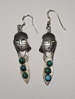 Vintage Sterling Silver Turquoise Native American Southwest Earrings Signed Jj