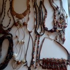 Vintage Boho Tribal Carved Brown Wood Bead Necklace Lot 25 Pieces 