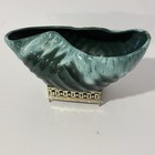 Vintage Hollywood Ceramics Handmade Bowl Drip Glaze Brass Hollywood Regency Mcm