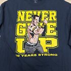 John Cena Never Give Up 10 Years Strong Wwe Authentic Navy Blue Shirt Men s Xl