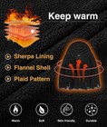 Mens Sherpa Flannel Shirt Jacket Plaid Fleece Lined Hooded Sweatshirt